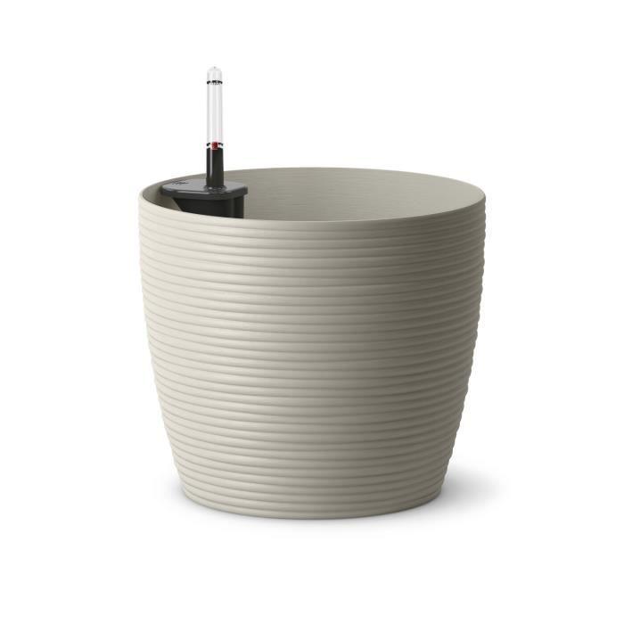 POETIC - Pot Casa Cosy rond gris soie - Ø24,8 x H22 cm 7L avec réserve d'eau et indicateur intégré_0