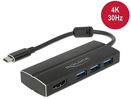DeLOCK USB 3.1 Type-C - Hub avec 3 ports USB 3.0 et 1 port HDMI 4K 30 Hz - Réf. 63931_0