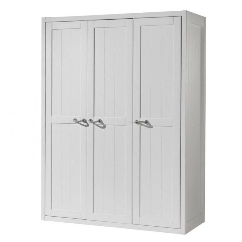 Armoire 3 portes Lewis 200cm blanc - MDF laqué - Paris Prix_0