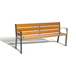 Banc mixte avec assise et dossier en chêne épaisseur 36 mm - Structure en acier peint sur zinc - BELOMBRA_0