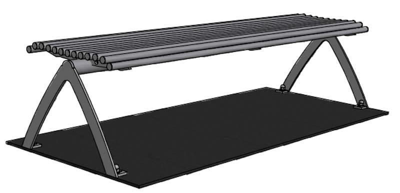 Banc public en bois moderne ACTUS - Banquette Métal - Fixe sur platine_0
