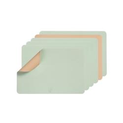 Bjorn Set de table rectangulaire réversible - 6 pièces - Cuir recyclé rose pâle et vert pâle - multicolore 3701488308356_0