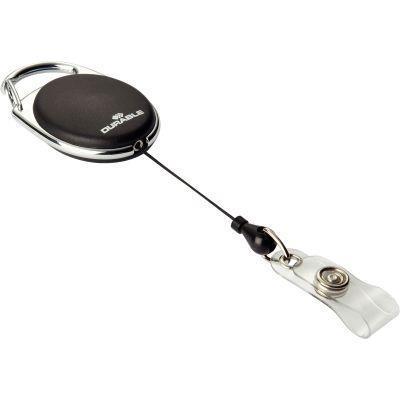 Boîte de 10 enrouleurs porte-badges - Durable - avec accroche mousqueton et cordon rétractable résistant - Coloris noir_0