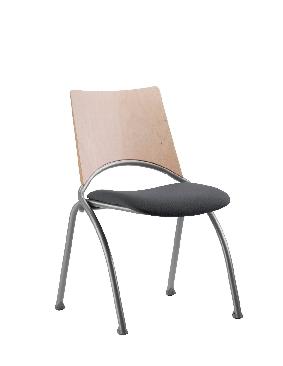 CHAISE MIXTE ALINÉA DOSSIER BOIS PIÈTEMENT ALU ASSISE TISSU NOIR_0