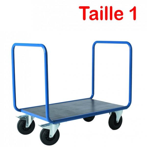 Chariot de manutention Rolléco - 2 dossiers nus - 4 roues dont 2 pivotantes à frein_0