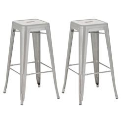Décoshop26 - Lot de 2 tabourets de bar style industriel en métal avec repose-pieds gris TDB10118 - gris 3001355920361_0