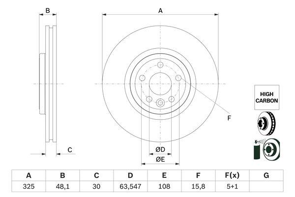 Disque de frein Bosch 0986479G32 - ventilé - côté avant - boîte de 1 disque_0