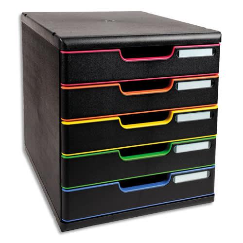Exacompta module de classement 5 tiroirs format a4+ dimensions l28,8 x h32 x p35 cm noir/arlequin_0
