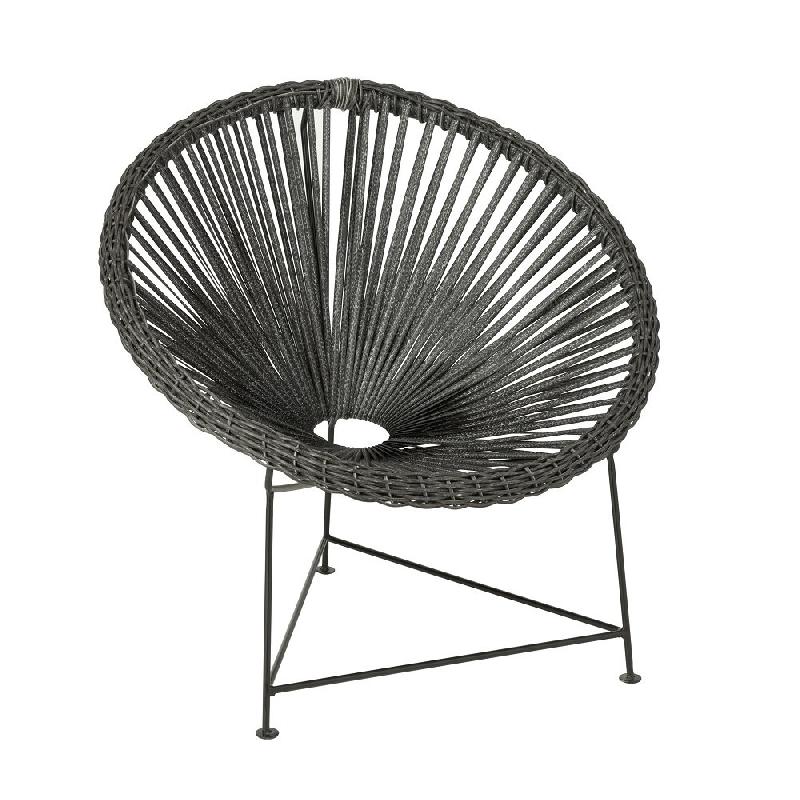 Fauteuil design Agafi en rotin noir - Forme œuf - Intérieur/Extérieur - Capacité 150 kg_0