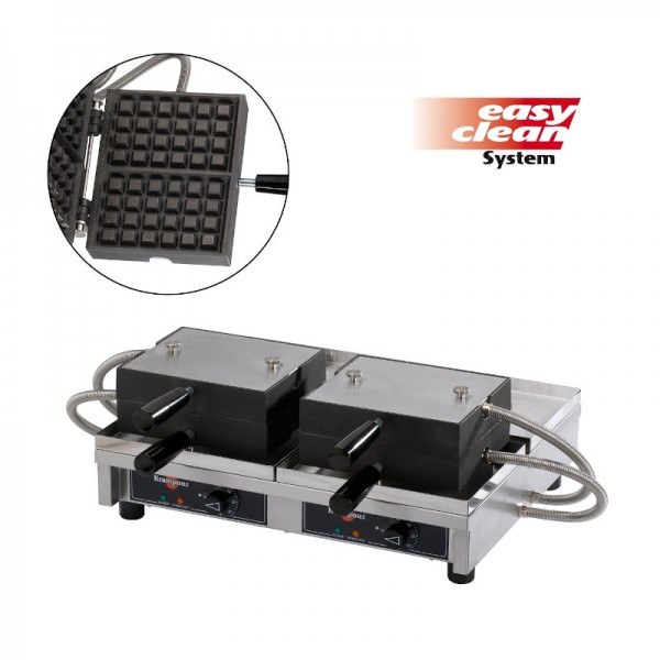Gaufrier double 4 fers en fonte - ouverture 180° Krampouz WECABB - modèle compact pour 4 gaufres Bruxelles 4x6_0