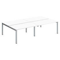 Pôle 4 bureaux droits Teamline L 280 cm - plateaux blanc piètement métal aluminium arche_0