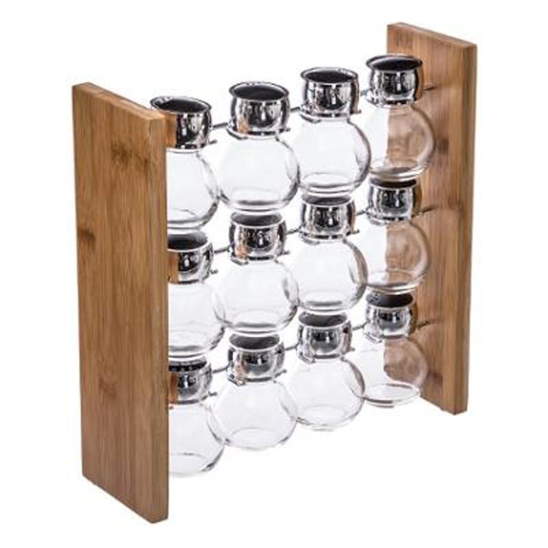 Présentoir à épices en bambou naturel - 12 pots - Paris Prix_0