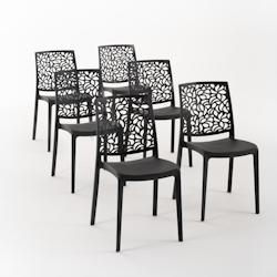 RATTATAN Set 6 Chaises en polypropylène avec fibre de verre empilables pour extérieur et jardin, bar et restaurant, cuisine design moderne - ANNA -_0