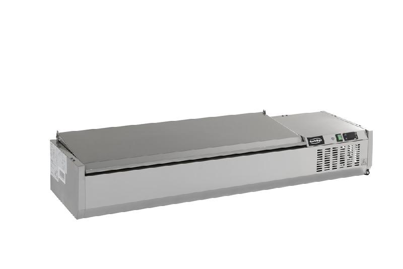 Saladette a poser couvercle en inox 2000 mm bacs 1/4 gn x 10 - bac non inclus - 7450.0029_0