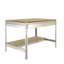 SimonRack Banque de travail sans vis avec étagères en bois et tiroir SIMONWORK BT0 BOX. Couleur GALVA/BOIS 842x910x610 mm - argenté métal 84351049_0