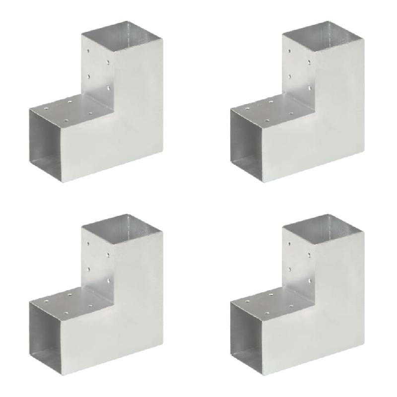 Vidaxl connecteurs de poteau 4 pcs forme en l métal galvanisé 91x91 mm 145470_0