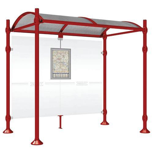 ABRI BUS PROVINCE 2.50 M SANS BARDAGES LAT. INOX ROUGE 3004 - PROCITY