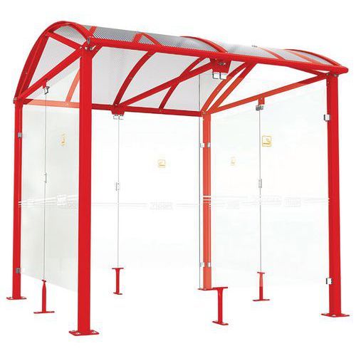 ABRI FUMEURS VOÛTE L 2.50 M BARDAGES VERRE ROUGE 3020 - PROCITY