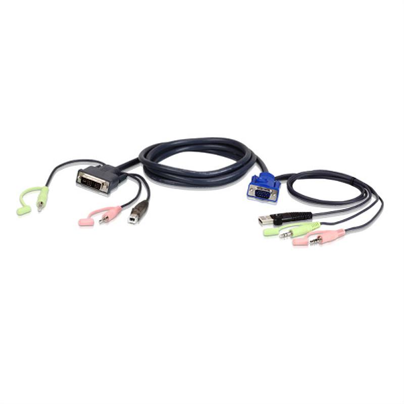Aten 2l-7dx3u câble kvm vga vers dvi, noir, 3 m_0