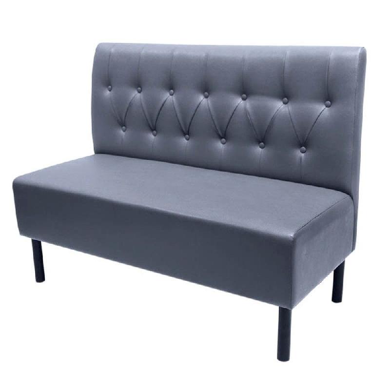 Banquette d'intérieur Etoile tapissée, dossier capitonné simili cuir gris_0
