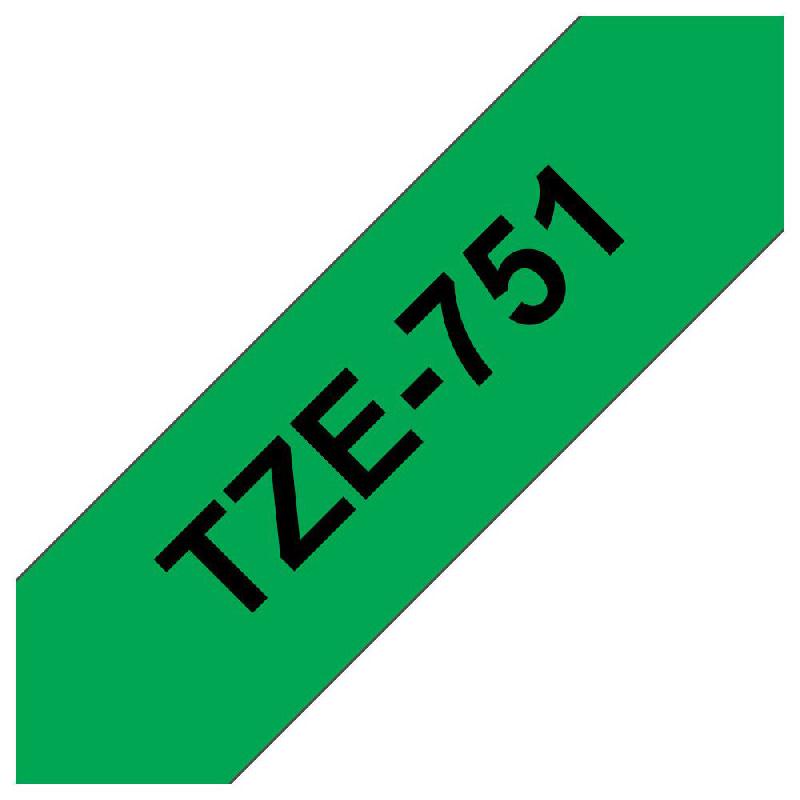 BROTHER TZE-751 - NOIR SUR VERT - ROULEAU (2,4 CM X 8 M) 1 CASSETTE(S) RUBAN LAMINE - POUR BROTHER PT-D600; P-TOUCH PT-3600, D800, E550, P750, P900, P950; P-TOUCH CUBE PLUS PT-P710
