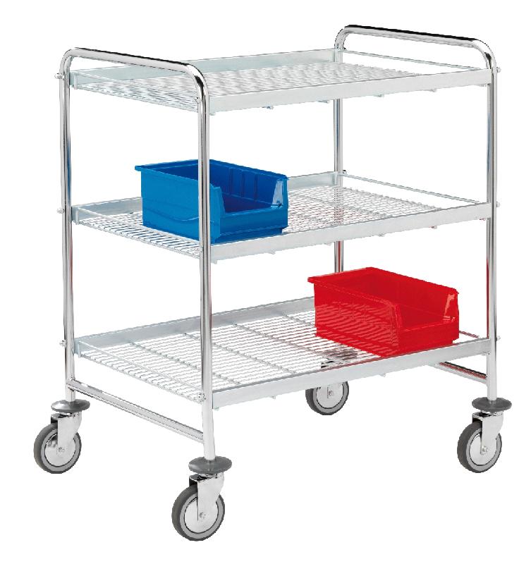 CHARIOT DÉMONTABLE 3 PLATEAUX 78 X 52 CM 24 KG - CHARGE MAXI 150 KG - MANUTAN COLLECTIVITÉS