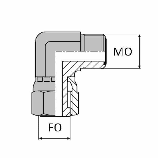 Coude 90° mâle ORFS  x femelle tournant ORFS - 1