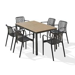 DCB GARDEN Ensemble repas de jardin 6 places en aluminium gris anthracite - BOSTON TIAGO - gris aluminium BOSTONTB150+TIAGONX6_0