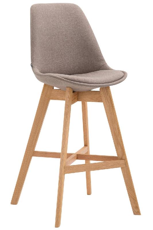 Décoshop26 - Tabouret de bar chaise haute design scandinave moderne en tissu taupe 10_0000927 - 3000721969607_0