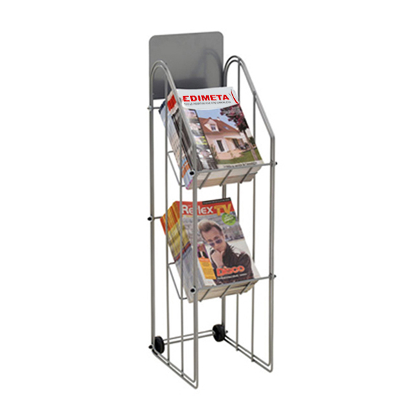 Distributeur de documents mobile 2 bacs grande capacité - H 107 x L 29 x P 35 cm - Réf : 312302_0