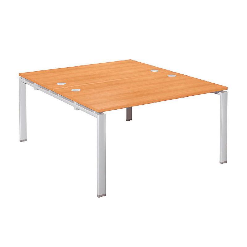 ENSEMBLE 2 POSTES DROITS E-LINK - L. 140 X P. 163 CM - PLATEAU CHENE - 4 PIEDS ALUMINIUM