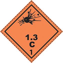 Etiquette de danger 10×10 cm à plat, classe 1, matière explosible_0