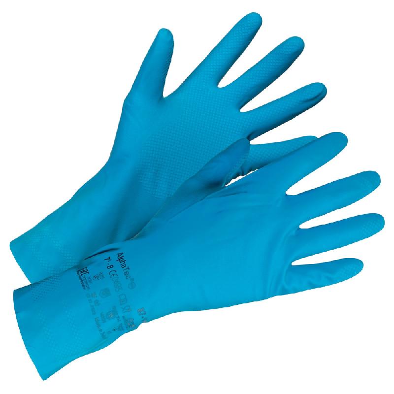 GANTS DE MÉNAGE ANSELL VERSATOUCH 87-195 BLEUS TAILLE 8, LOT DE 12 PAIRES