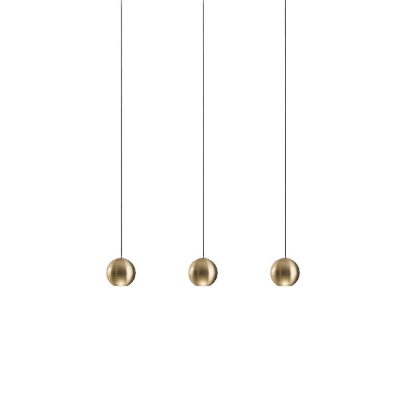 Gea Luce Lampe À Suspension Linéaire Multiple Guya S/3 24W Led 3000K 1525Lm 36° Or Avec Rosace Noire - Gealuce - GUYA S/3 - ORO_0