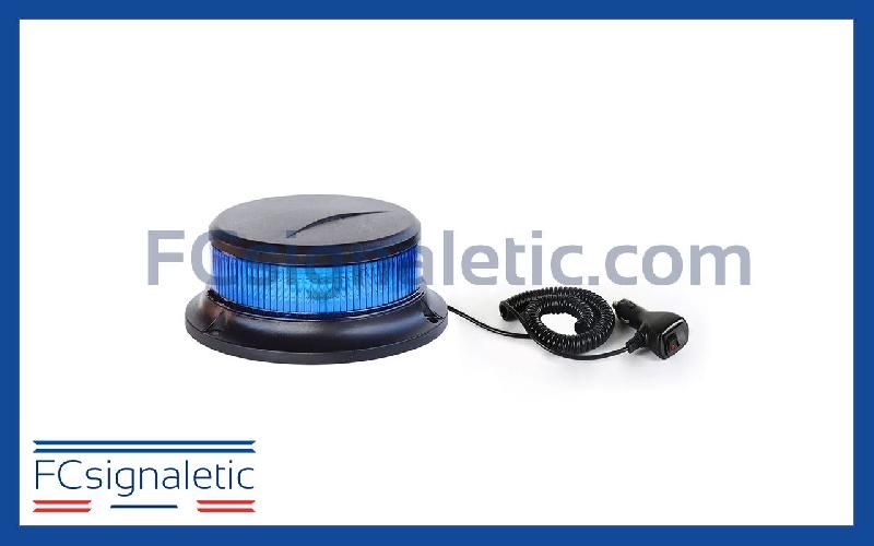 Gyrophare à LED bleu extra plat avec embase magnétique et prise allume cigare classe 1_0