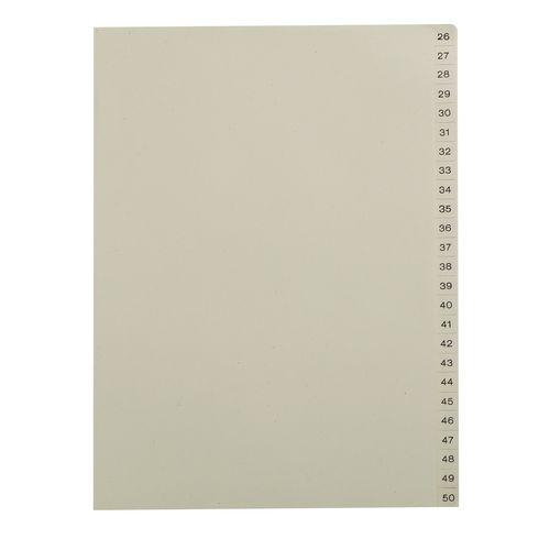 LOT DE 2 - INTERCALAIRE A4 CARTE BEIGE 25 ONGLETS NUMÉRIQUES 26 À 50 BEIGES - 1 JEU