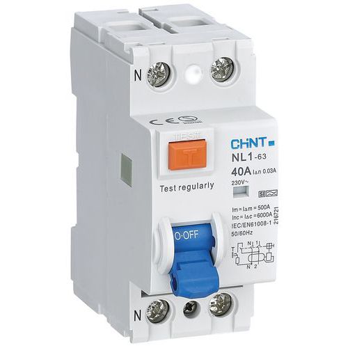 INTERRUPTEUR DIFFÉRENTIEL 2P 40A 30MA CLASSE ASI 6KA - CHINT