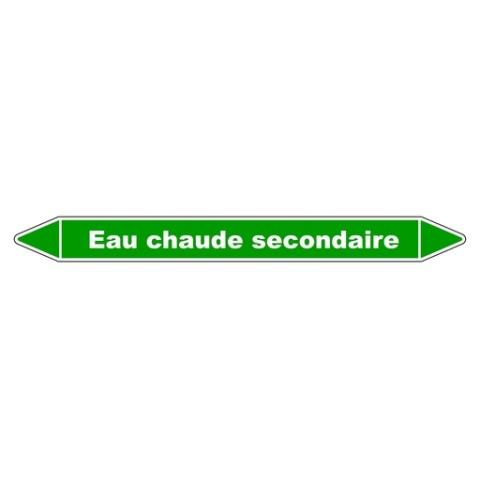 LOT DE 3 - MARQUEUR TUYAUTERIE - EAU CHAUDE SECONDAIRE - VINYLE LAMINÉ 355 X 37 MM