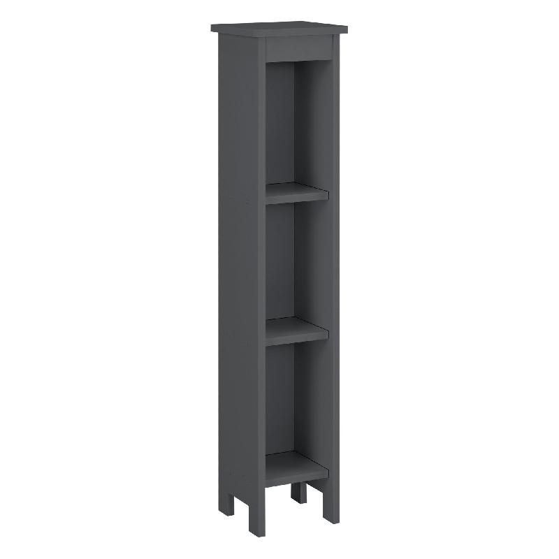 Meuble colonne de rangement pour salle de bain - 3 compartiments - 80 cm - Panneau de particules gris - 03_0005827_0
