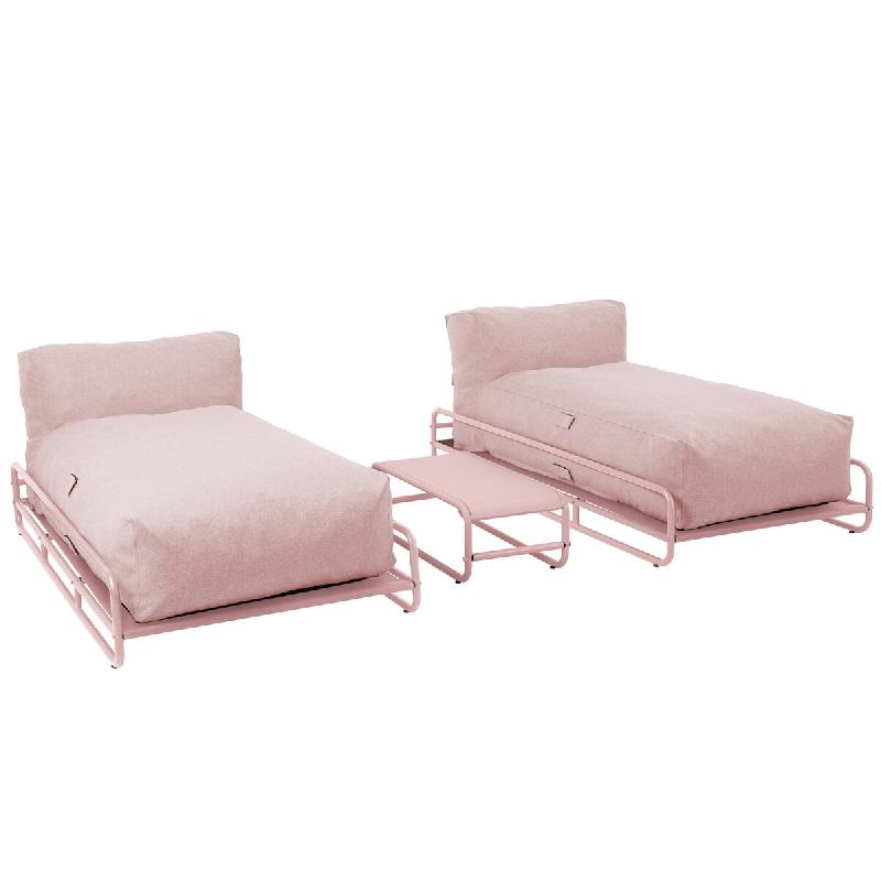 Oviala Business Salon de jardin modulable 2 places avec structure rose poudré, L 188 x l 171 x h 77 cm Oviala - rose polyester 115387_0