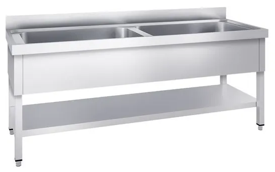 Plonge batterie 160x60cm -  2 cuves_0