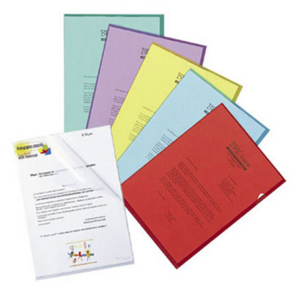 POCHETTES COIN A4 POLYPROPYLENE 12/100 - COULEUR BLEU - BOÎTE DE 100