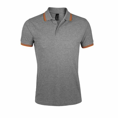 POLO PERSONNALISABLE HOMME EN COTON PEIGNÉ GRIS CHINE/ORAN