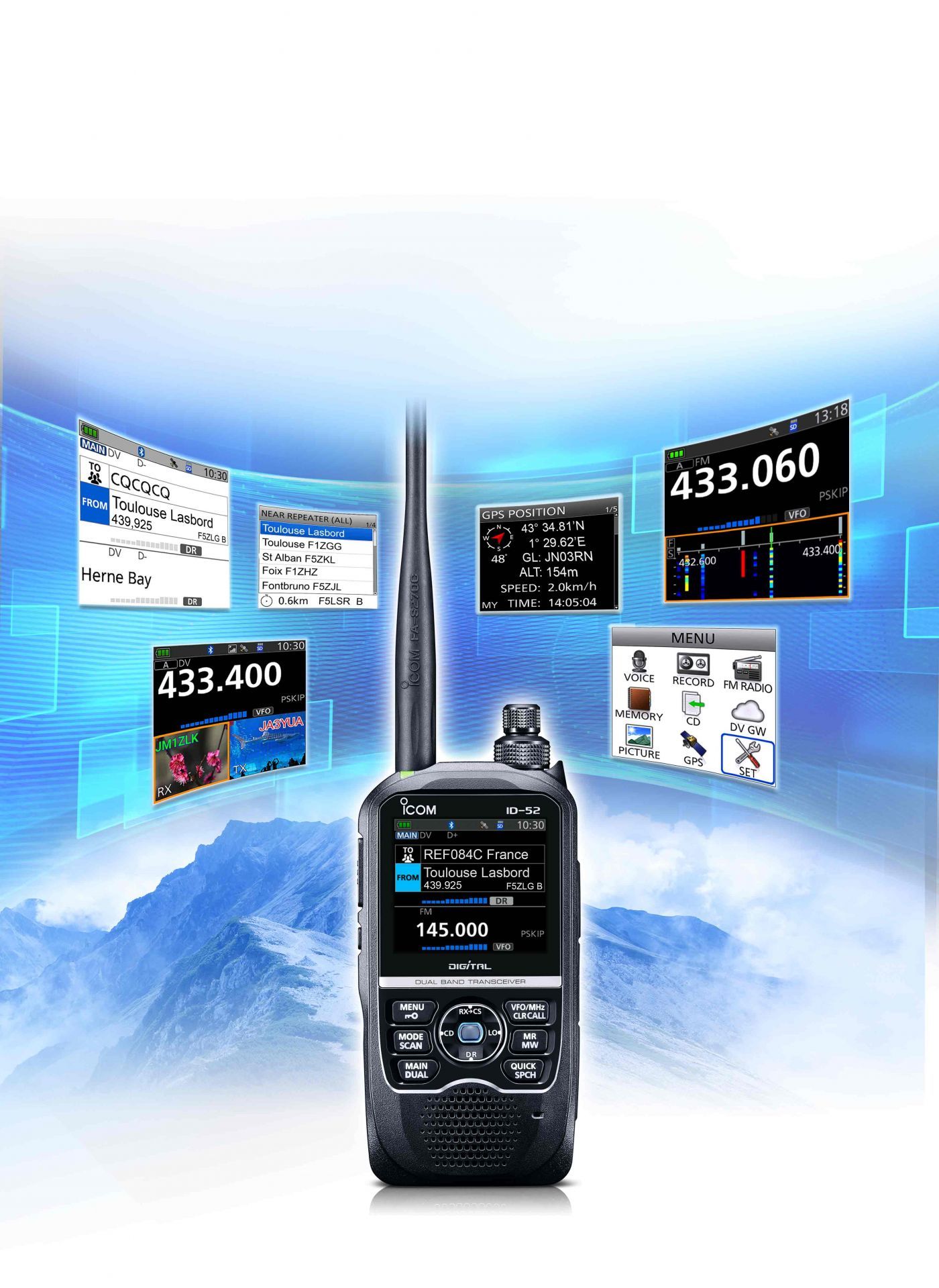 Portatif radioamateur bi-bande d-star avec waterfall id-52e_0