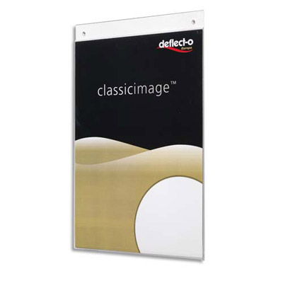 PORTE-VISUELS MURAL DEFLECTO - FORMAT A5 VERTICAL - L14,9 X H23,7 X P6 CM - COLORIS TRANSPARENT