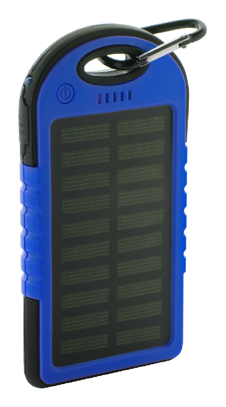 Power bank USB - plastique avec revêtement silicone - 4000 mAh - chargeur solaire et lampe LED_0