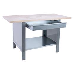 PROREGAL Etabli BUFFALO WOOD avec 1x Tiroir | HxLxP 86,5x180x75cm | Capacité de Charge 1000kg | Gris - gris métal PR_RS157-52_0