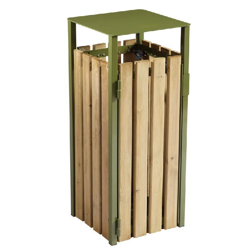 ROSSIGNOL CORBEILLE A POSER OU A FIXER EDEN - 110 L - SANS CENDRIER - BOIS / VERT OLIVE