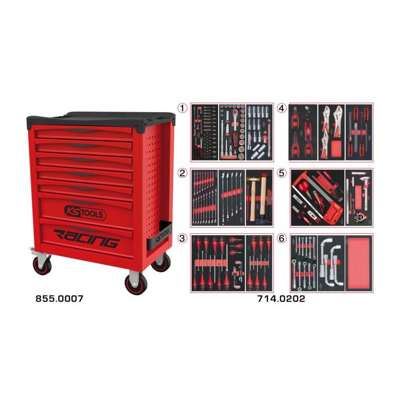 Servante RACING 7 tiroirs équipée de 202 outils - KSTools | 855.7202_0