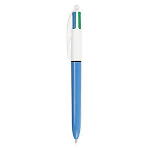 STYLO À BILLE POINTE MOYENNE 3 COULEURS ET 1 PORTE-MINES RECHARGEABLE BIC CORPS GRIS ET BLANC